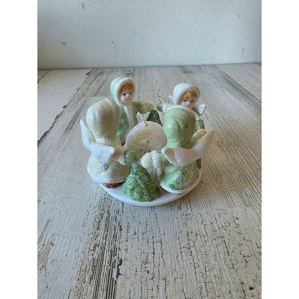 Vintage homemakers Angel glitter candle votive holder Xmas‎ cherub sparkle